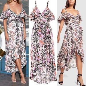 Temperley London Silk Asymmetric‎ Multicolored Orchid Print Dress Size 6